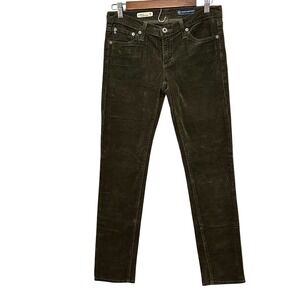 AG‎ Stilt Cigarette Leg Corduroy Pants Olive Green Slim Fit Women's 27
